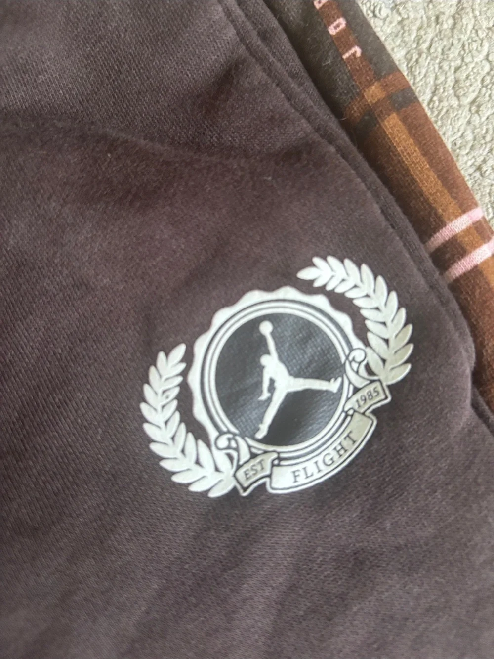 Jordan Brown Joggers with Plaid Side Panels